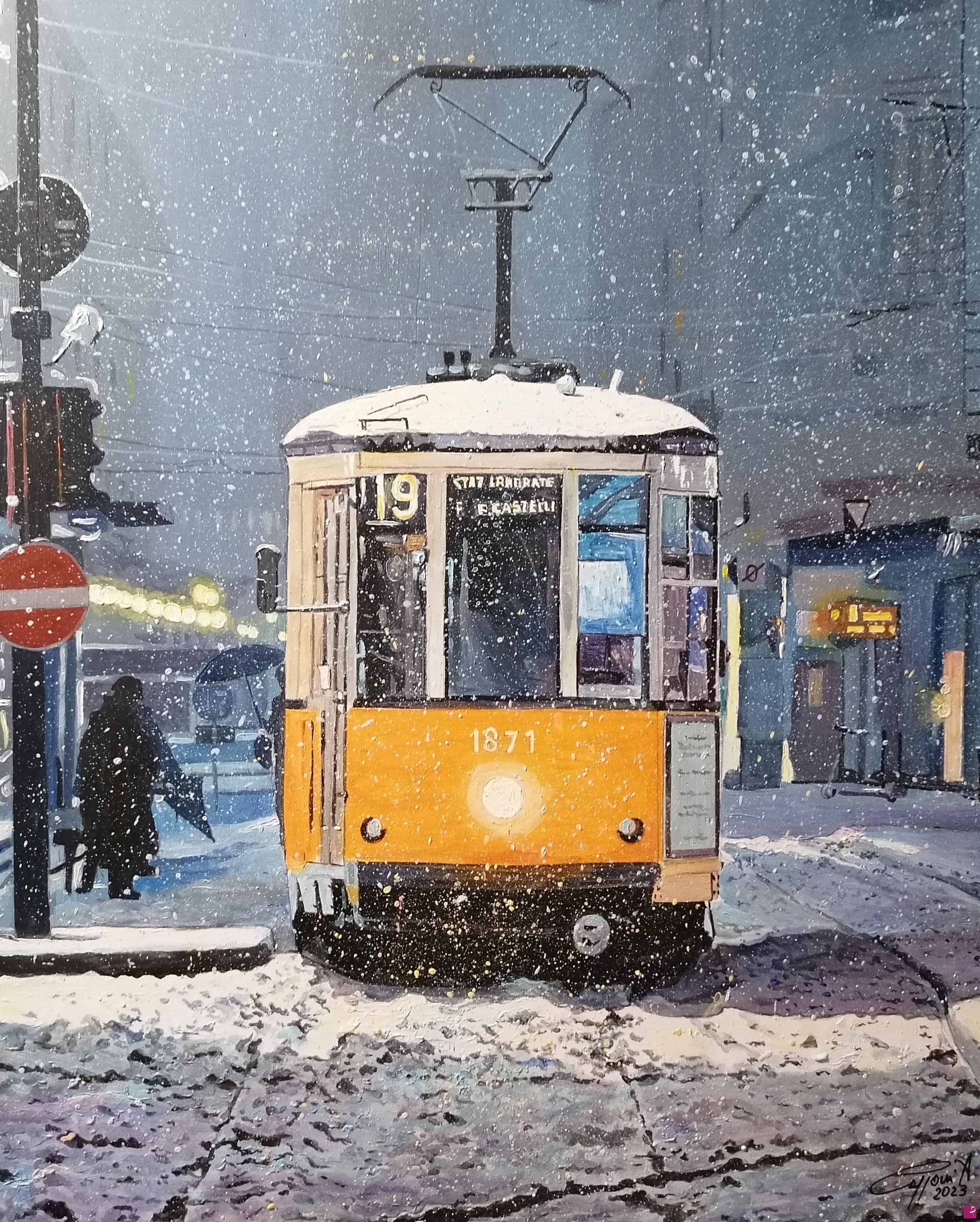 quadri in vendita online - Nevicata a Milano 