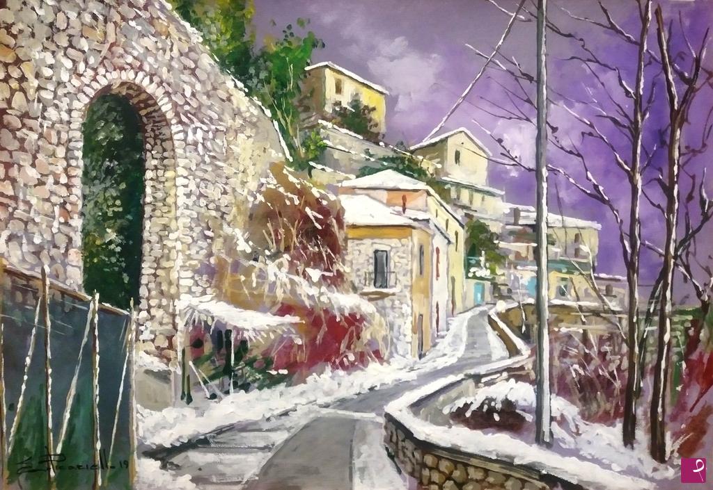 quadri in vendita online - Nevicata a Morcone  Bn