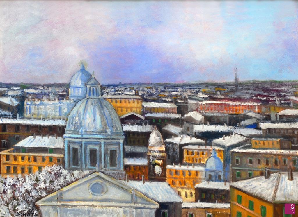 quadri in vendita online - nevicata a Roma