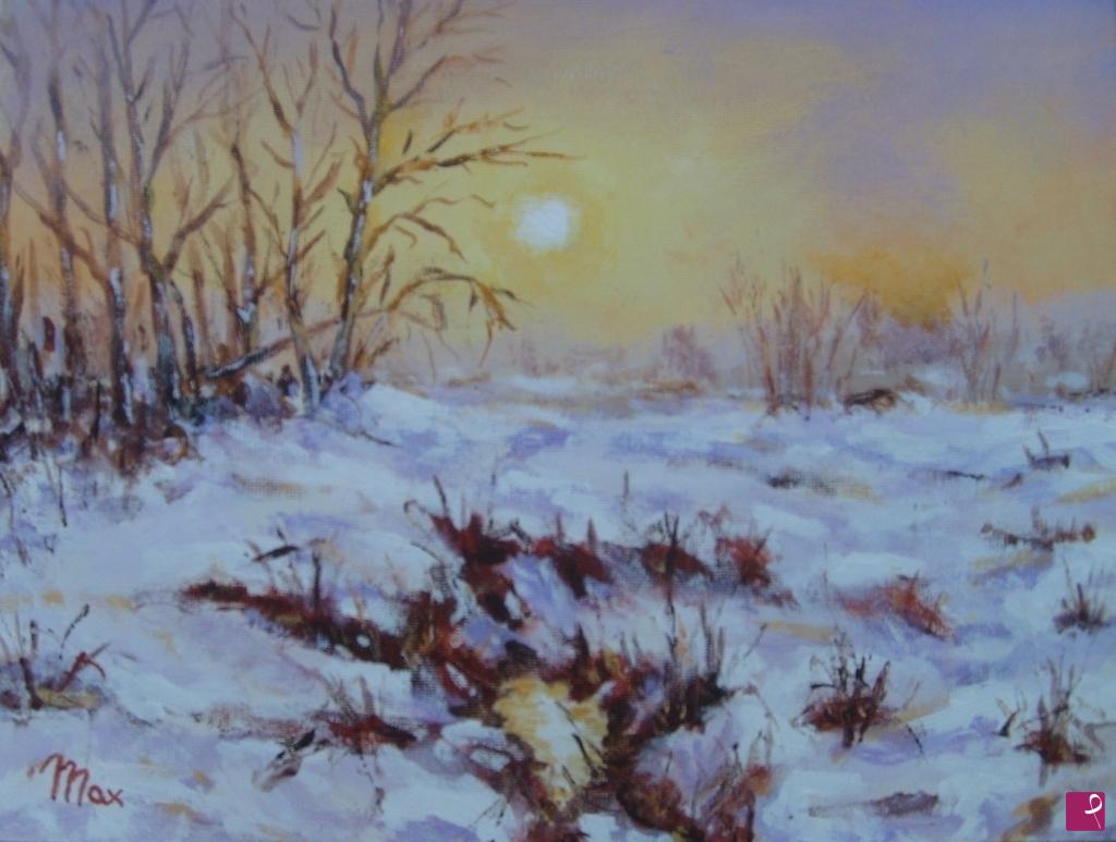 quadri in vendita online - NEVICATA AL TRAMONTO