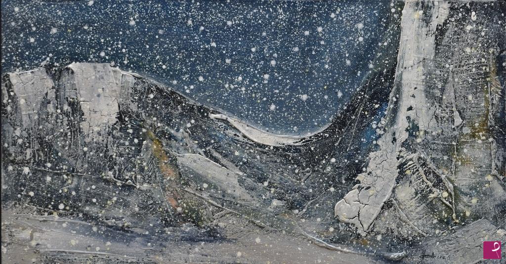 quadri in vendita online - Nevicata al valico