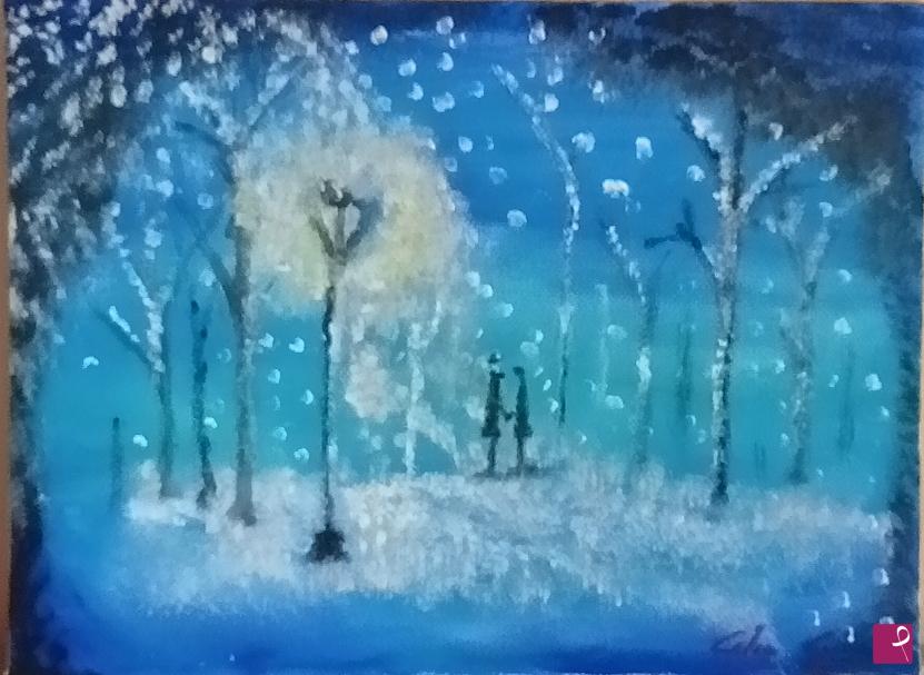 quadri in vendita online - Nevicata d' inverno a Parigi