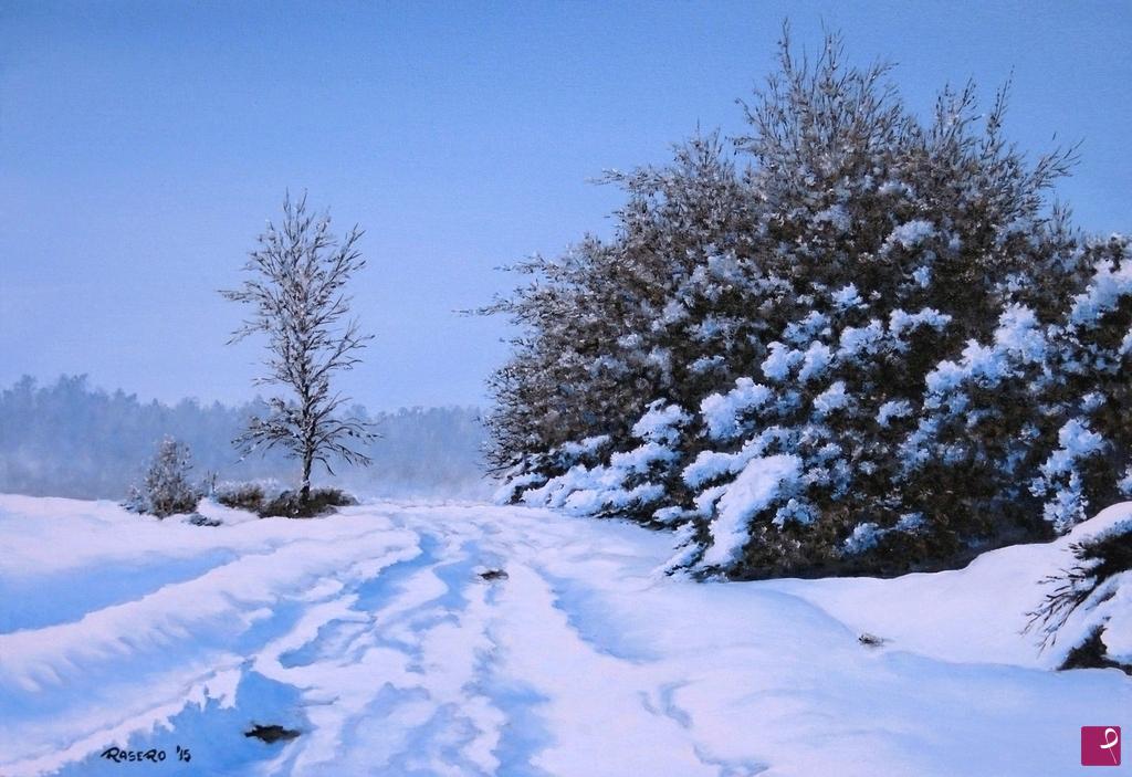 quadri in vendita online - Nevicata in campagna