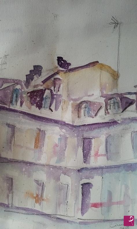 quadri in vendita online - Nevicata in cortile