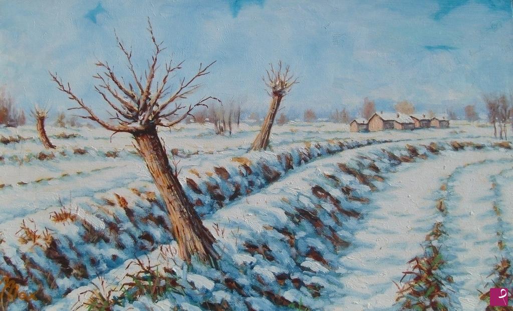 quadri in vendita online - NEVICATA IN LOMELLINA