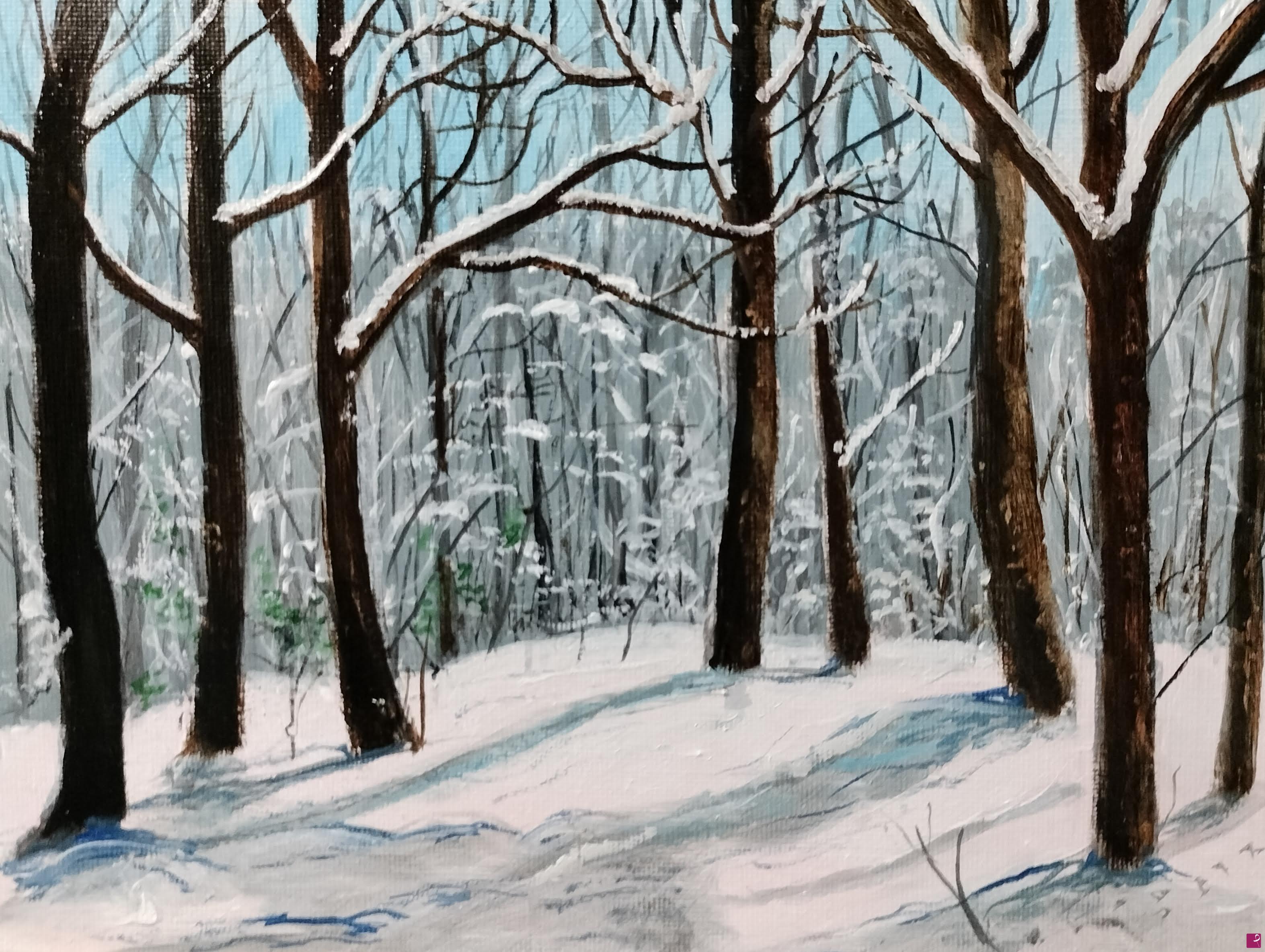 quadri in vendita online - Nevicata nel bosco