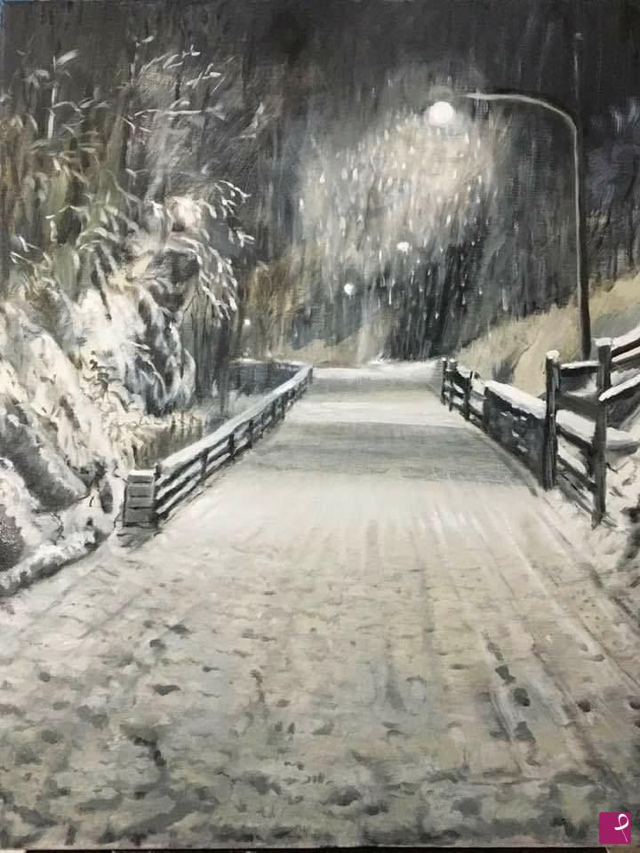 quadri in vendita online - Nevicata notturna