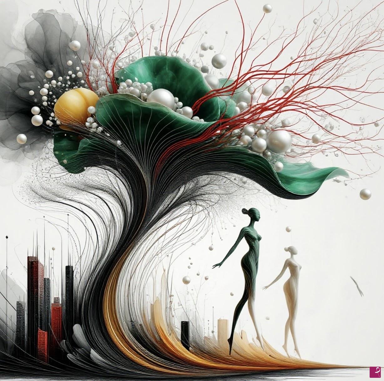 quadri in vendita online - New flowers and woman 