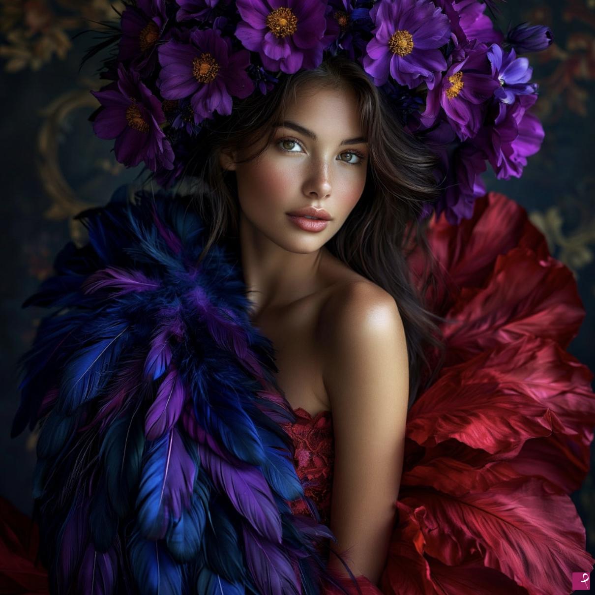 quadri in vendita online - Nice girl and flowers 