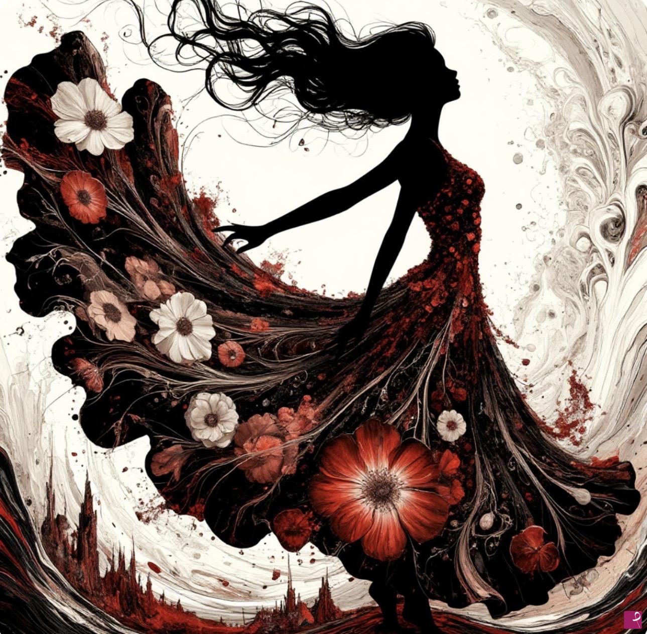 quadri in vendita online - Nice girl in flowers dress 