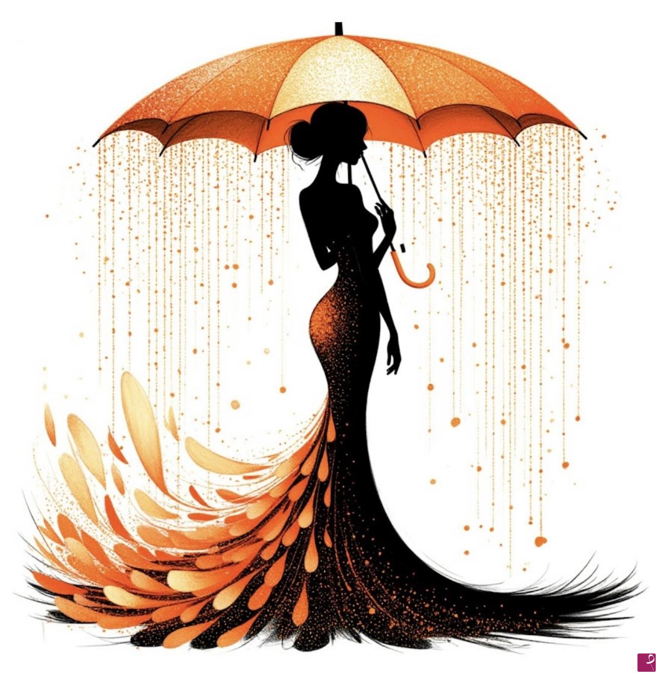 quadri in vendita online - Nice girl under umbrella 