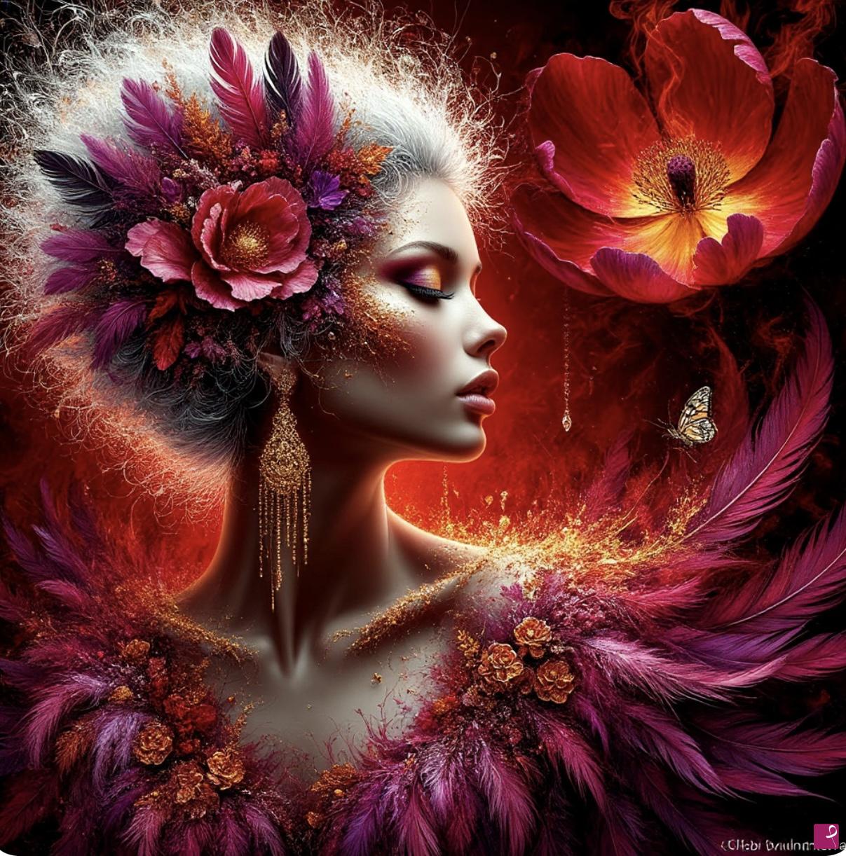 quadri in vendita online - Nice women and flowers 4