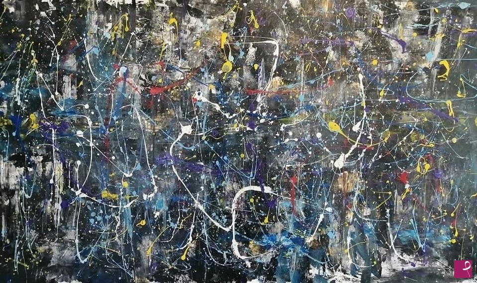 quadri in vendita online - Night galaxy Dipinto su tela astratto pezzo unico grande quadro 150 x 90 arte contemporanea Lovisi Valter 2021