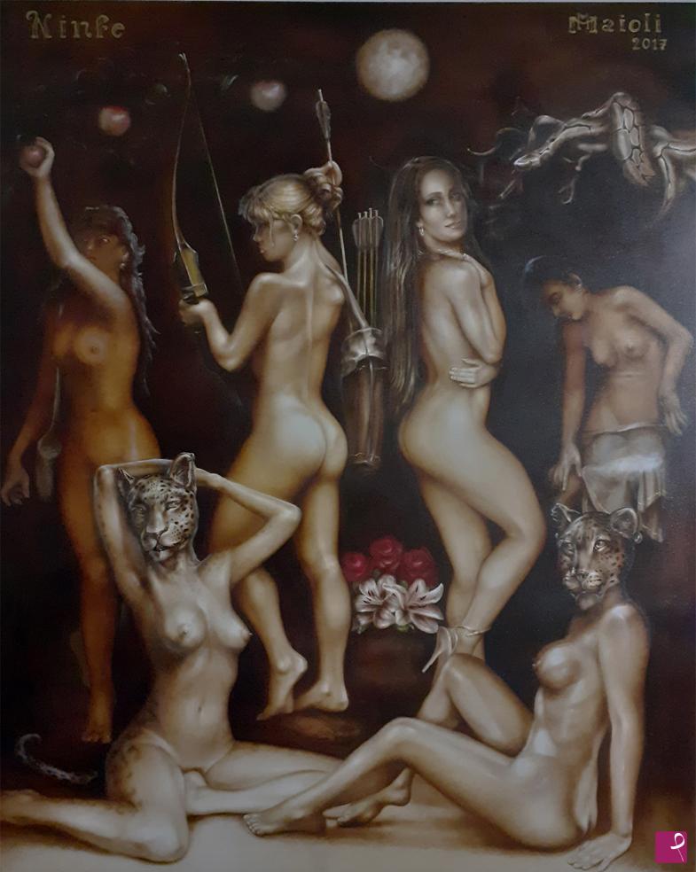 quadri in vendita online - Ninfe - olio e acrilico su tela 100x80cm - 2017