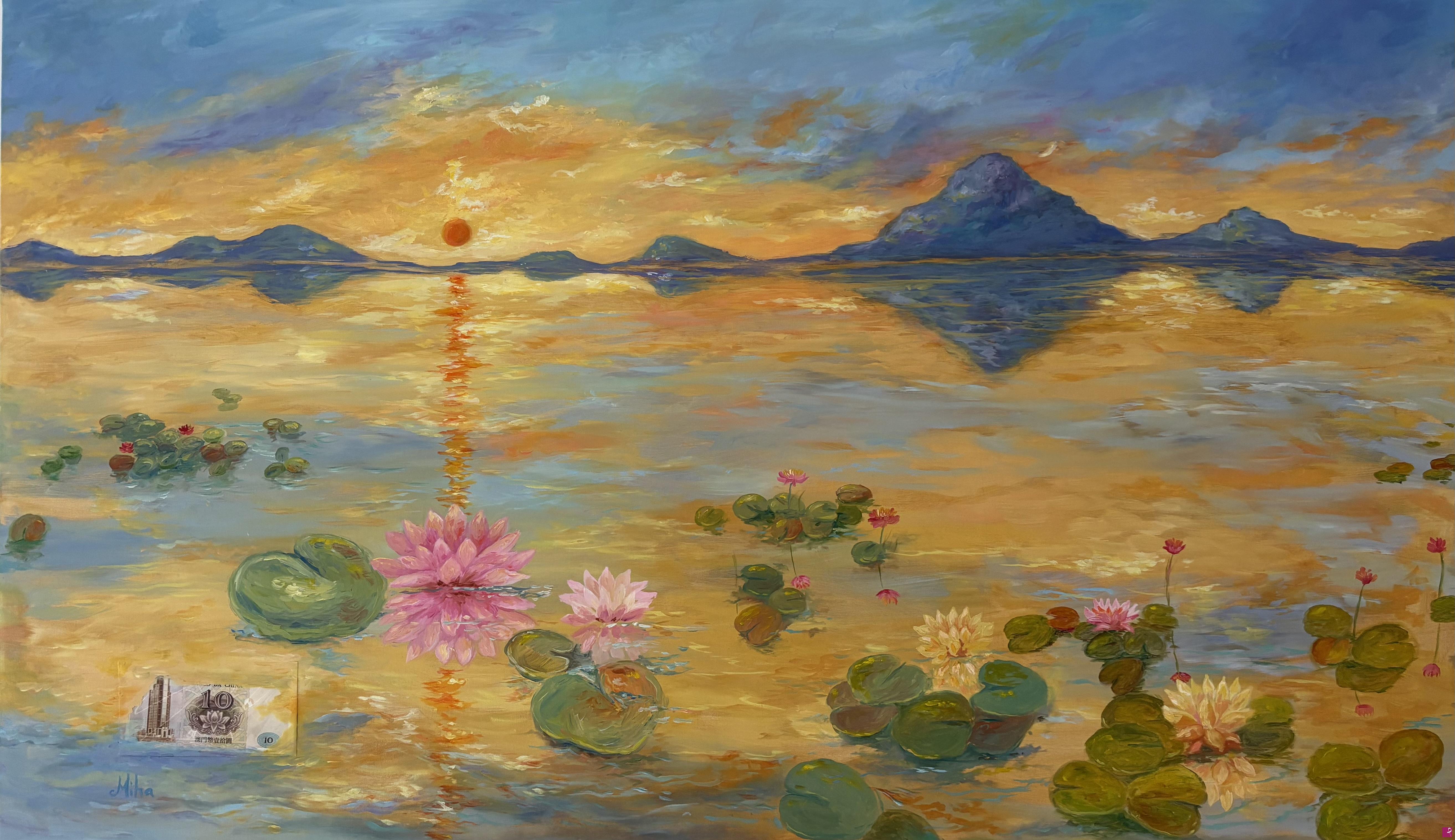 quadri in vendita online - Ninfee al tramonto 