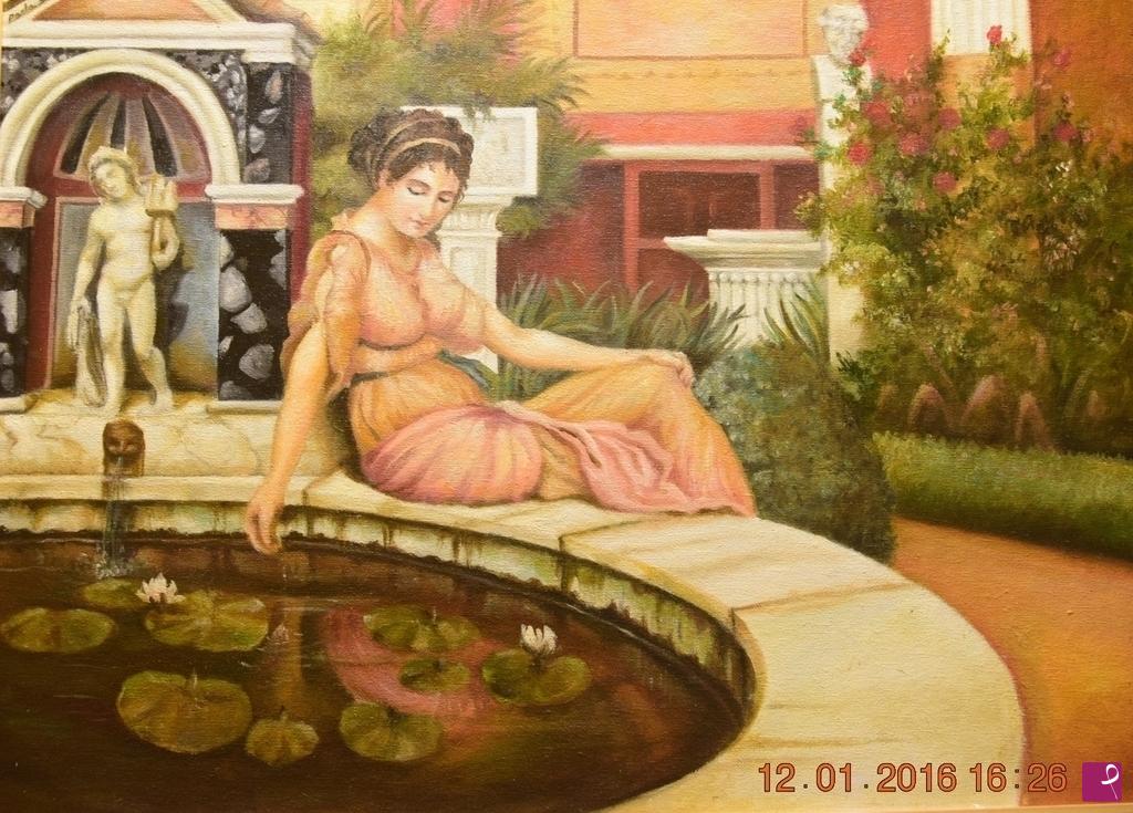quadri in vendita online - Nobildonna patrizia in giardino