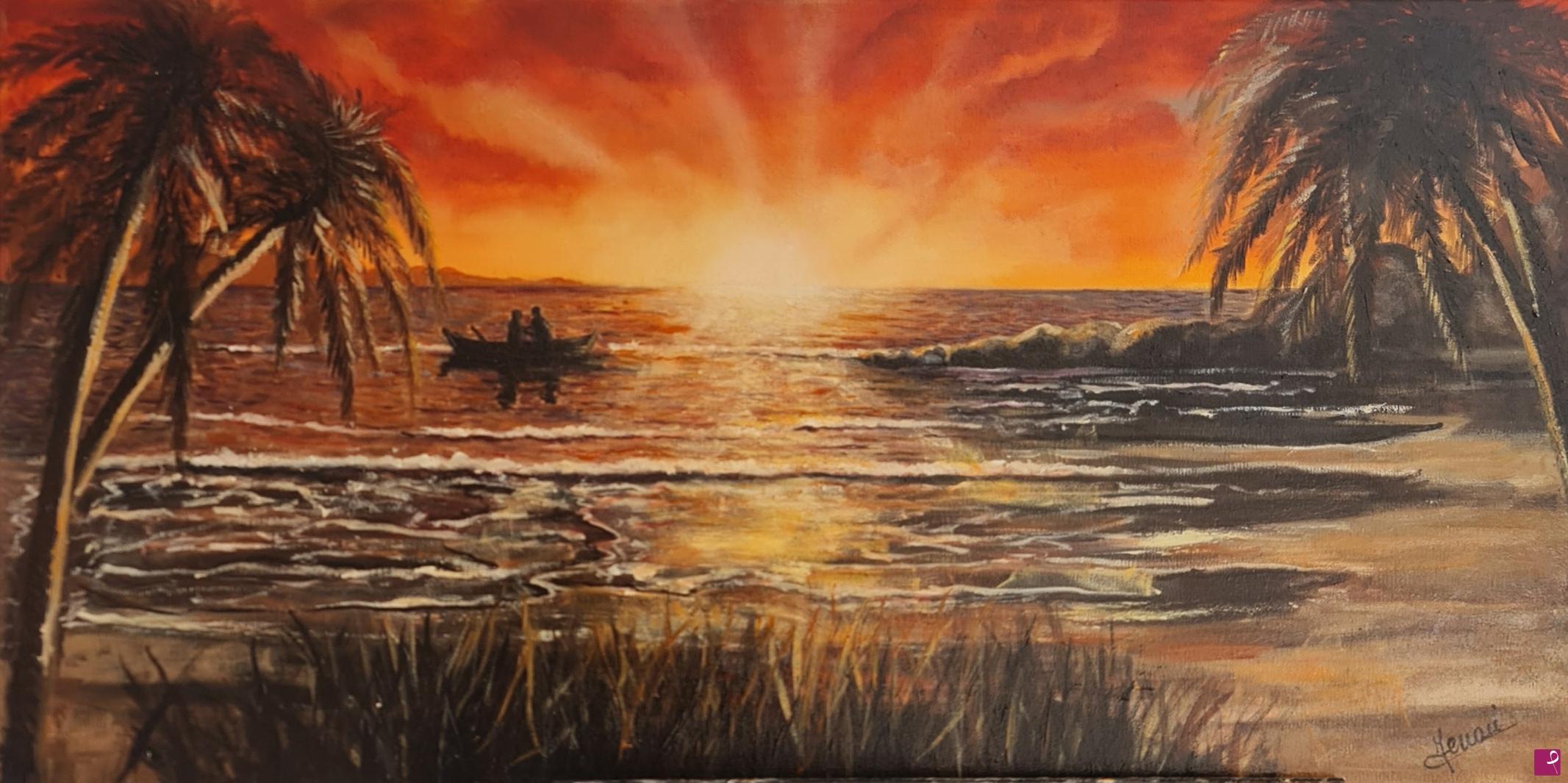 quadri in vendita online - NOI REMANDO AL TRAMONTO