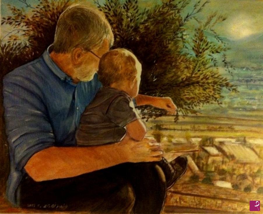 quadri in vendita online - Nonno  e  nipotino.......