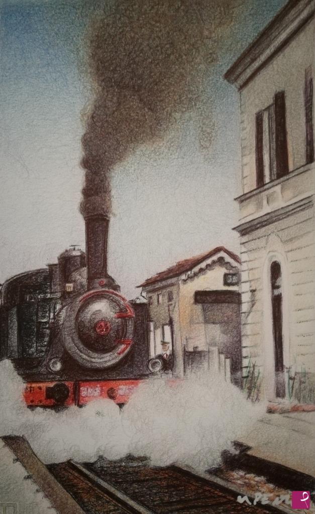 quadri in vendita online - Nostalgica locomotiva 