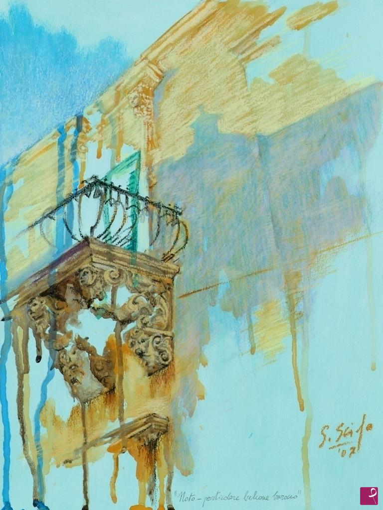 quadri in vendita online - Noto, balcone barocco