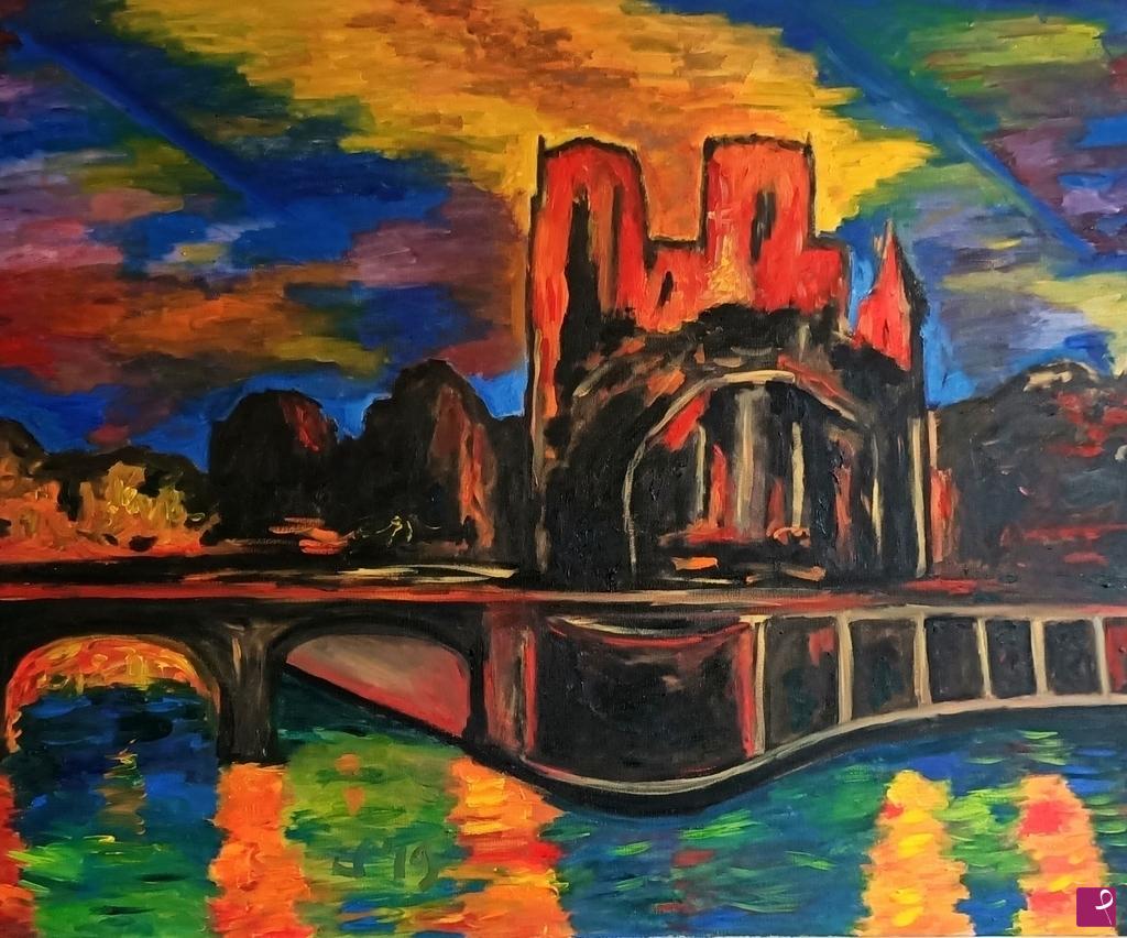 quadri in vendita online - Notre-Dame brucia!
