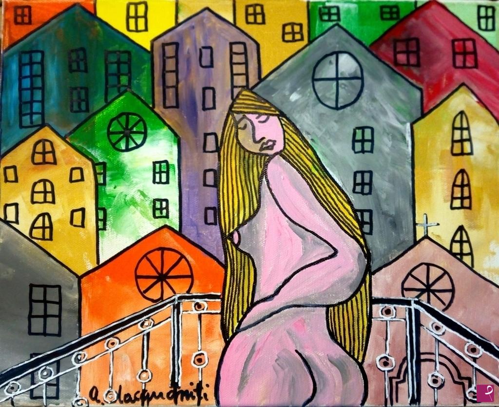 quadri in vendita online - Notte d'estate sul balcone"