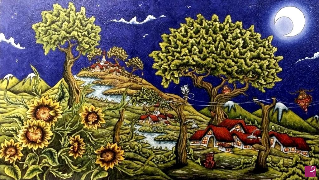 quadri in vendita online - Notte di girasoli