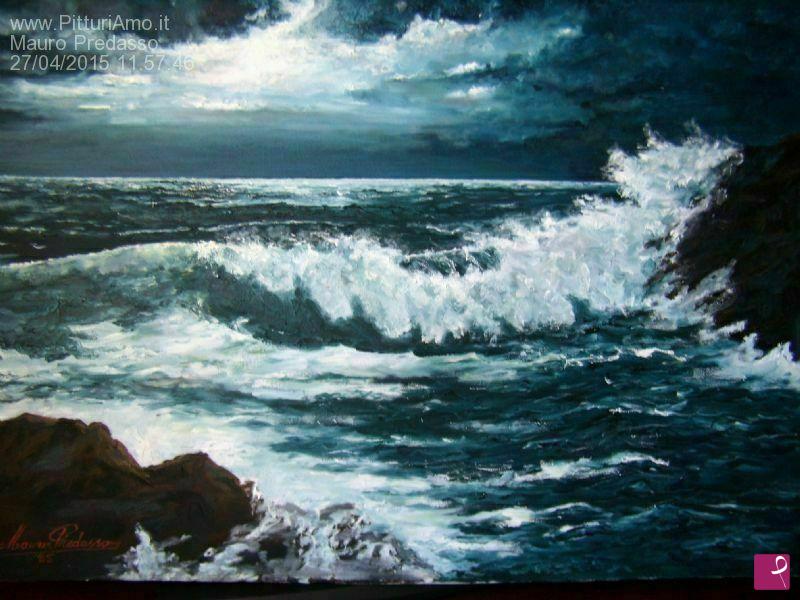quadri in vendita online - Notte di luna sul mare - www.mauropre.com
