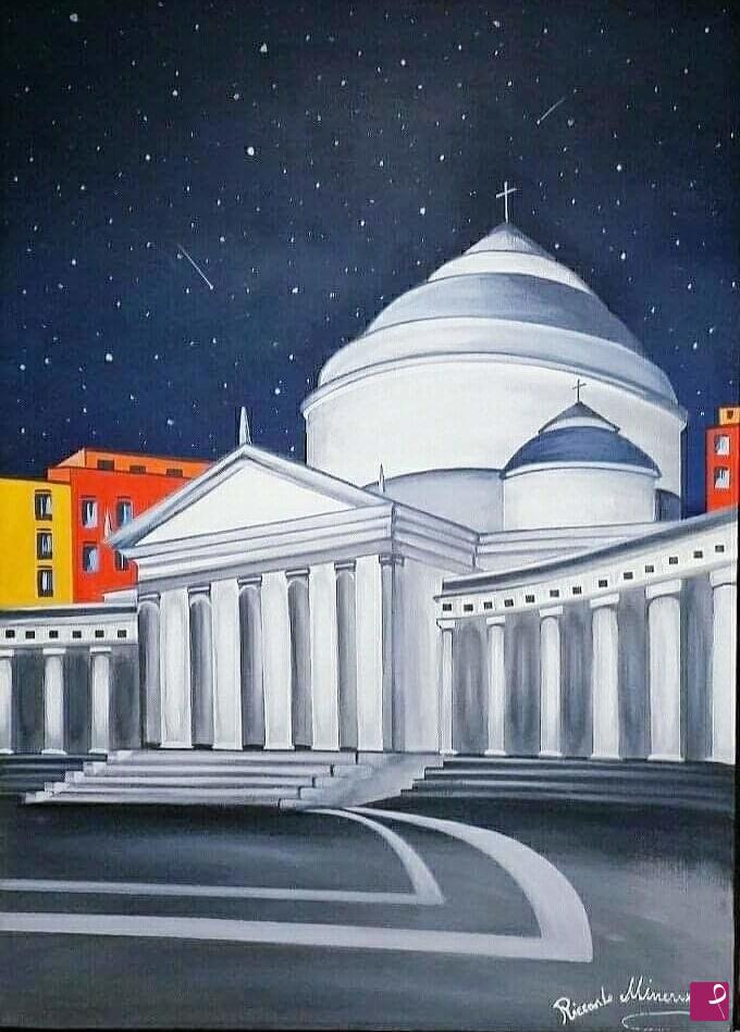 quadri in vendita online - NOTTE STELLATA IN PIAZZA PLEBISCITO 