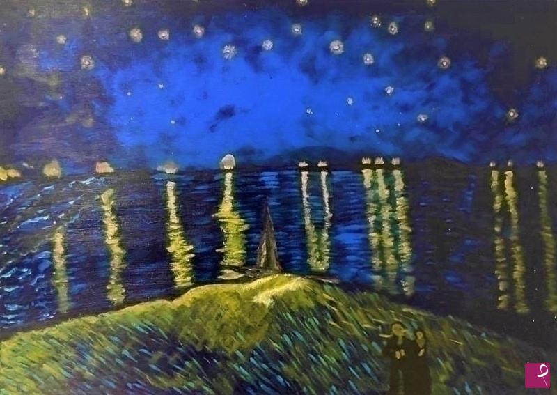quadri in vendita online - Notte stellata sul Rodano