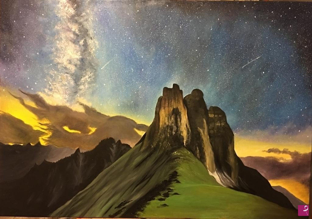 quadri in vendita online - Notte stellata sulle tre cime