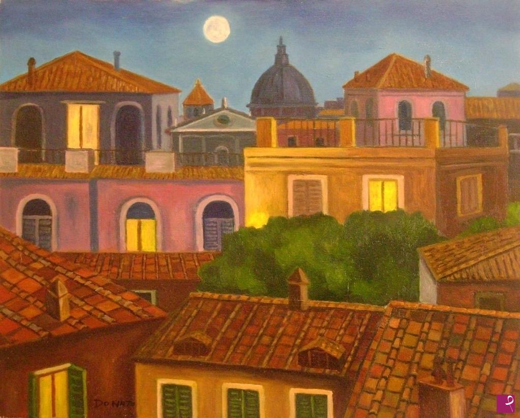 quadri in vendita online - Notturno a Trastevere