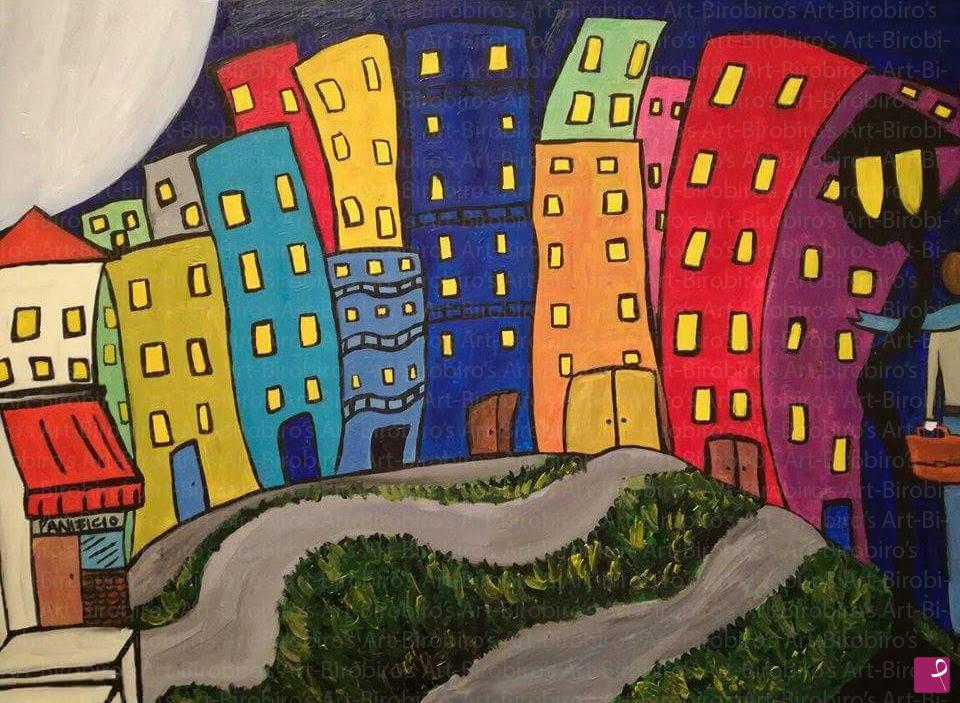 quadri in vendita online - "Notturno con poeta." Olio su tela 50x70