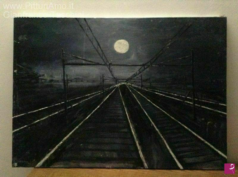 quadri in vendita online - Notturno ferroviario