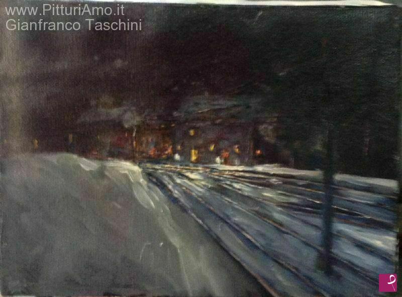 quadri in vendita online - notturno innevato