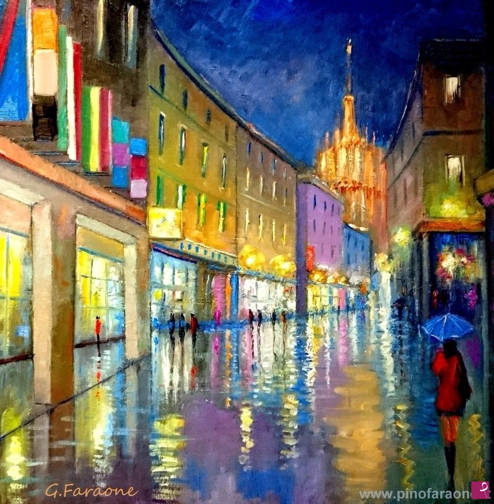 quadri in vendita online - Notturno milanese