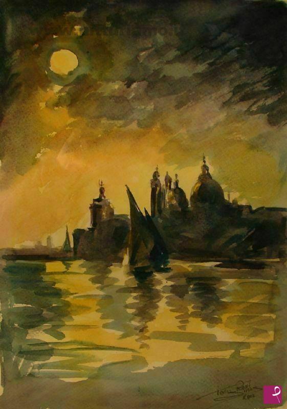 quadri in vendita online - Notturno sul Canal Grande