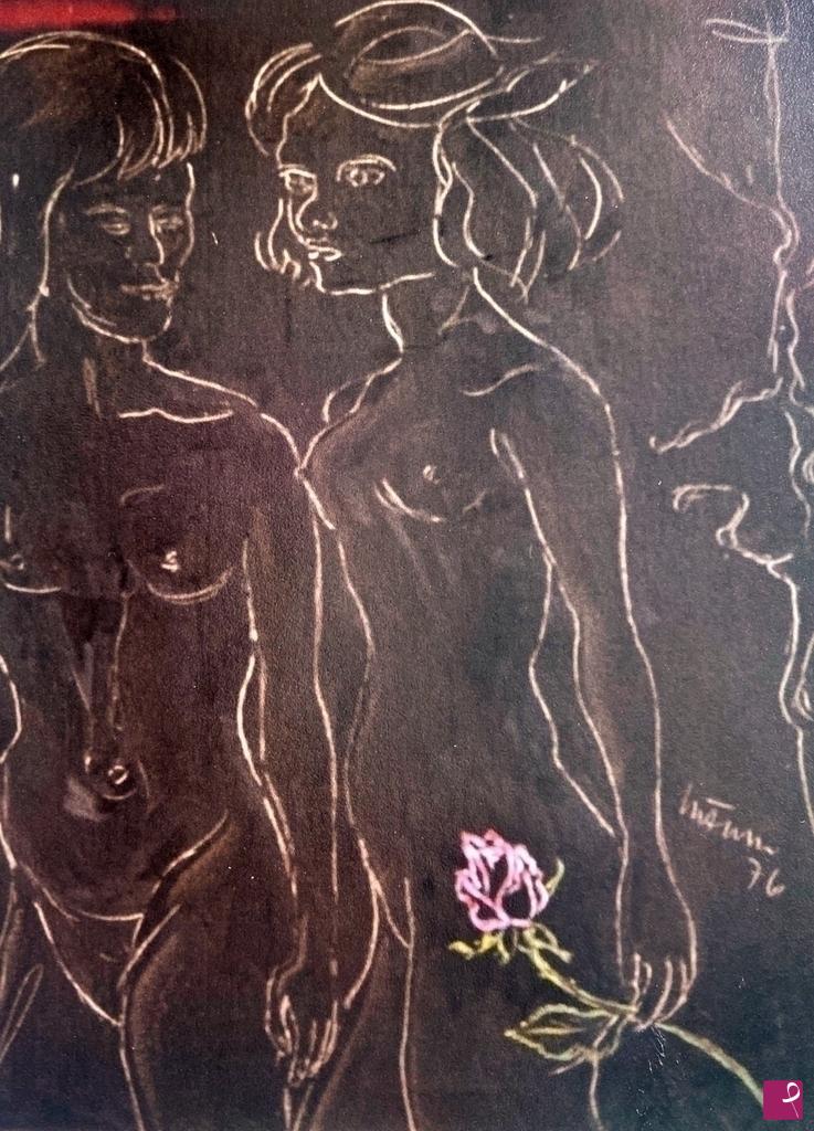 quadri in vendita online - Nudo con rosa