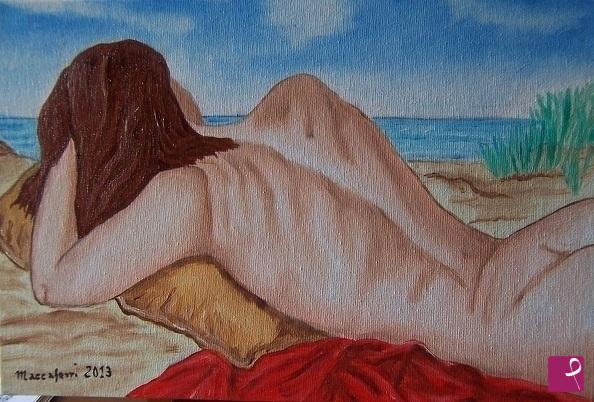 quadri in vendita online - Nudo in spiaggia