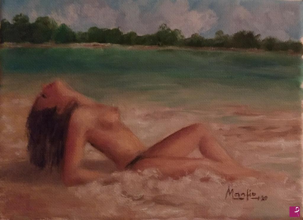 quadri in vendita online - Nudo in spiaggia