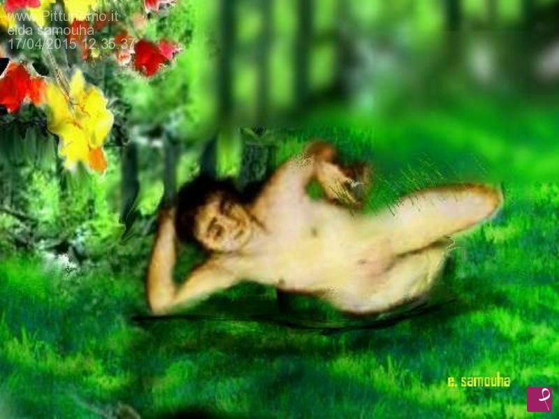 quadri in vendita online - nudo nel bosco