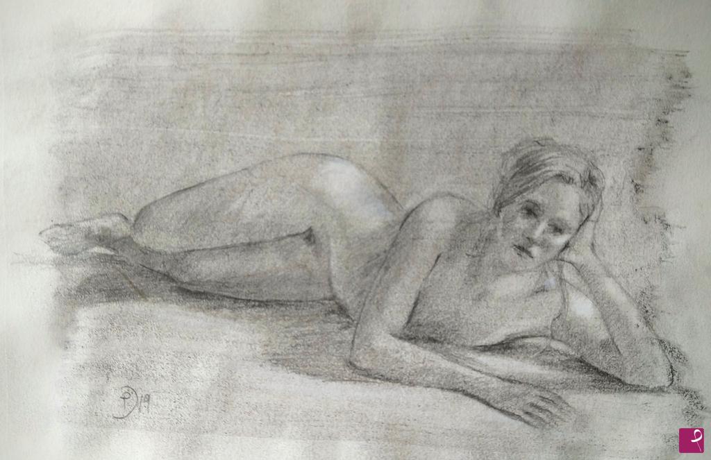 quadri in vendita online - Nudo schizzo N.4/2019 studio