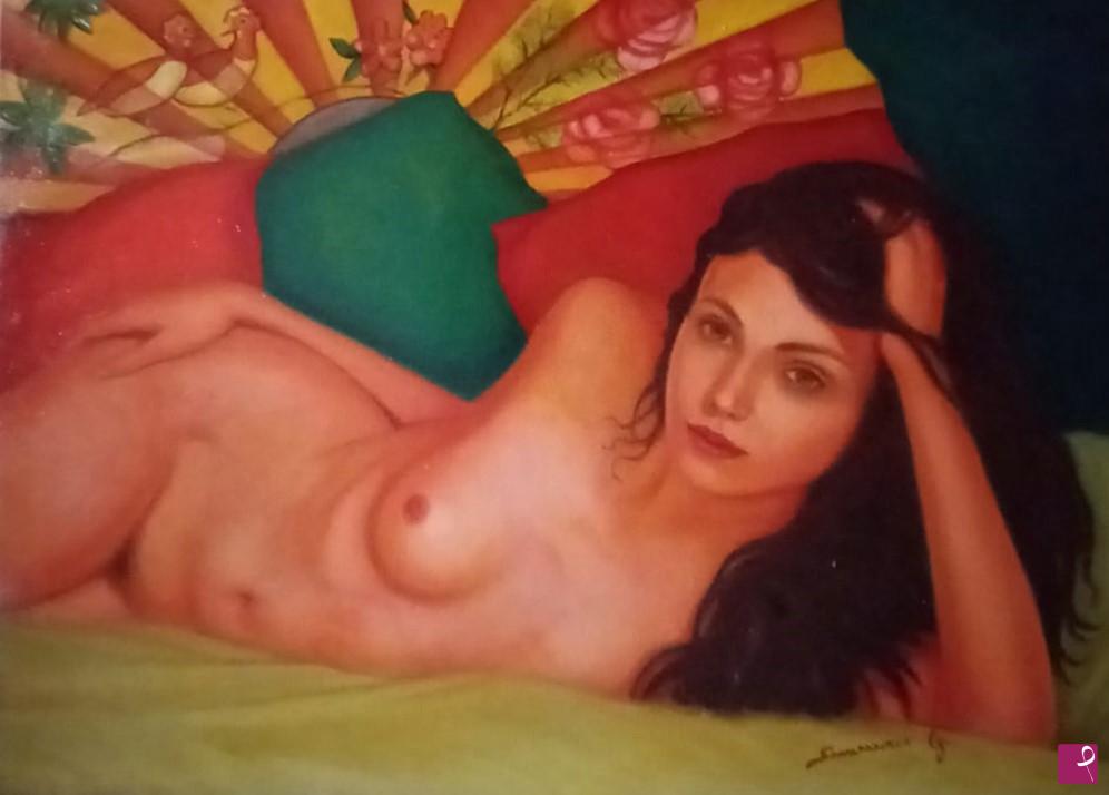 quadri in vendita online - nudo sul letto