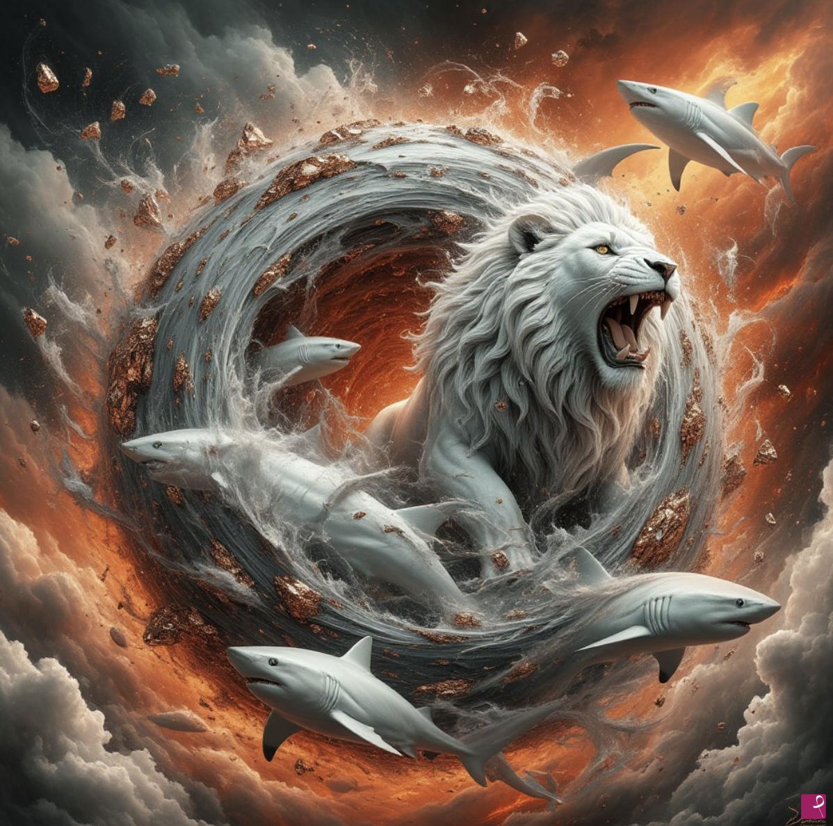 quadri in vendita online - Ocean animals in sky2