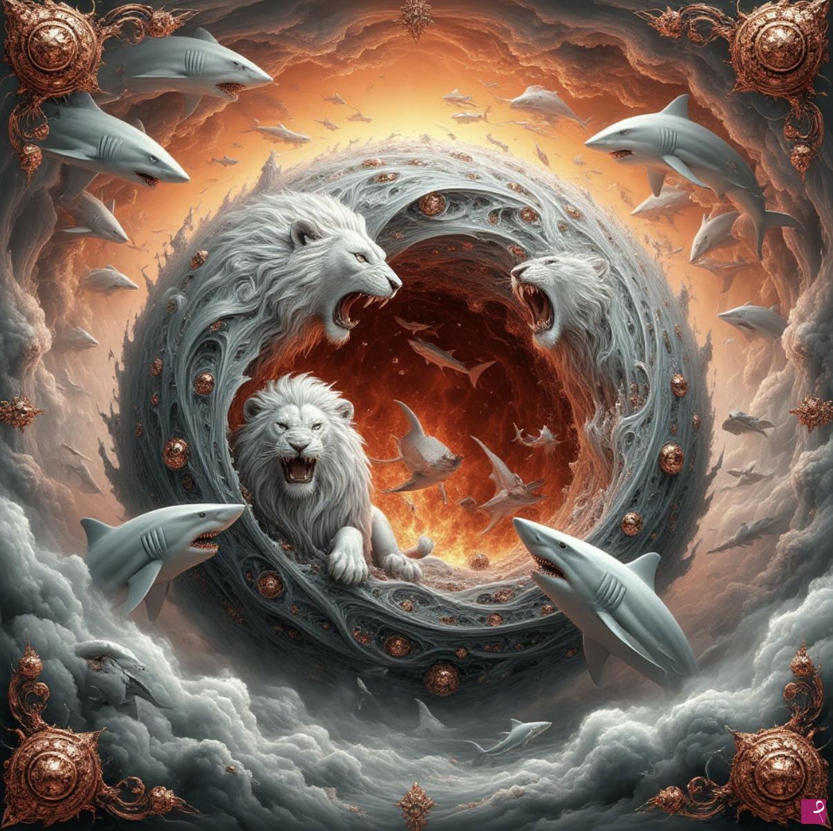 quadri in vendita online - Ocean Animals in Sky3