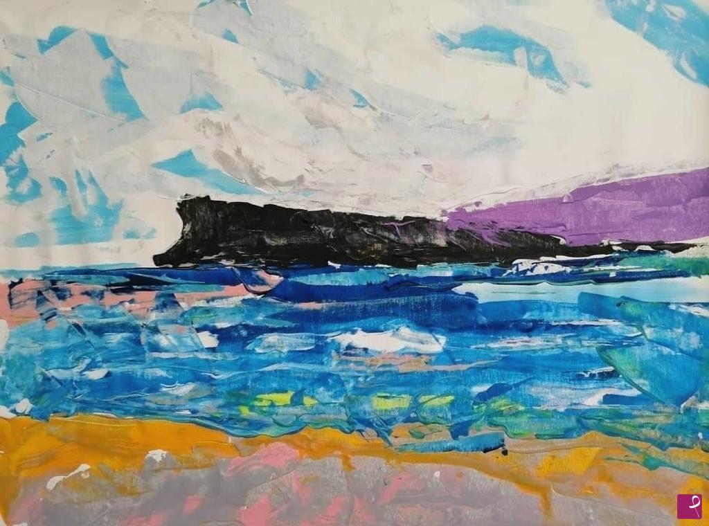 quadri in vendita online - Oceano mare black cliff rock quadro moderno paesaggio marina dipinto su tela Lovisi 90 x 70 