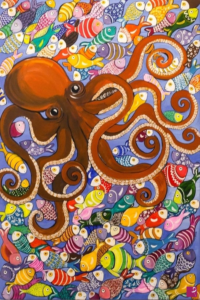 quadri in vendita online - Octopus - serie mare di colori 2015
