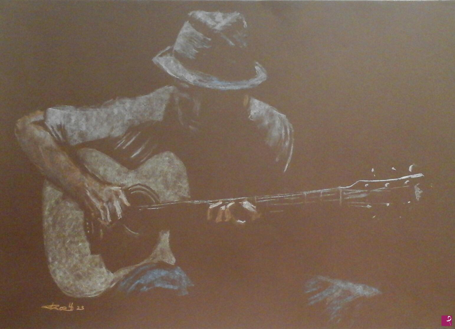 quadri in vendita online - Old blues man 