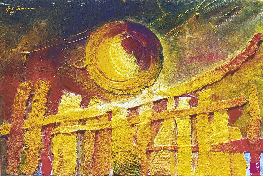 quadri in vendita online - Oltre la siepe - 1999, olio su tela, polimaterico 40x60