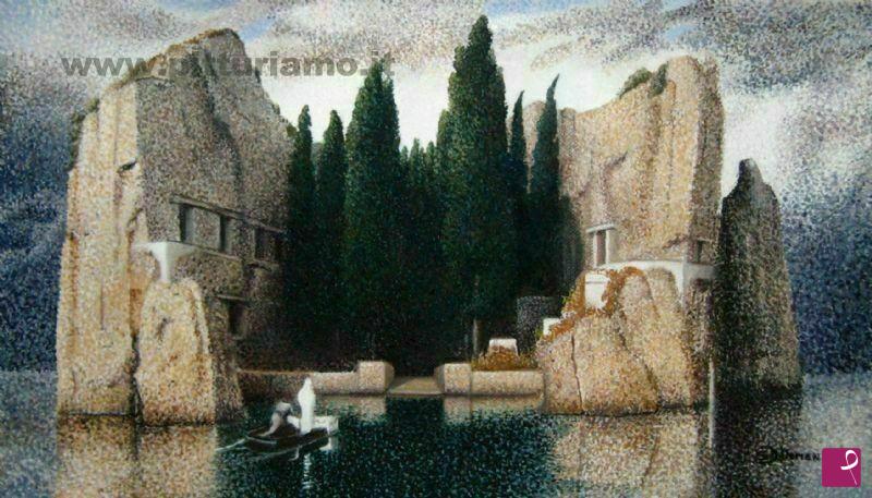 quadri in vendita online - Omaggio a Bocklin 2 (L'isola dei morti)